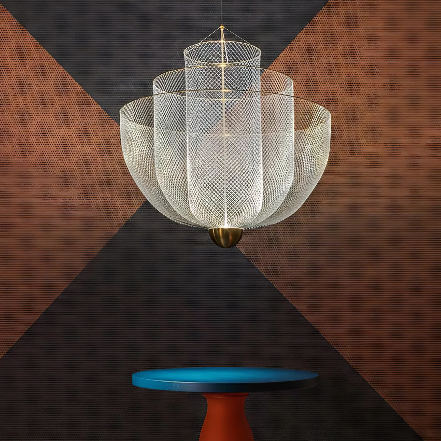 Alessio Unusual Metal Chrome Gold Pendant Light Bedroom Living Room