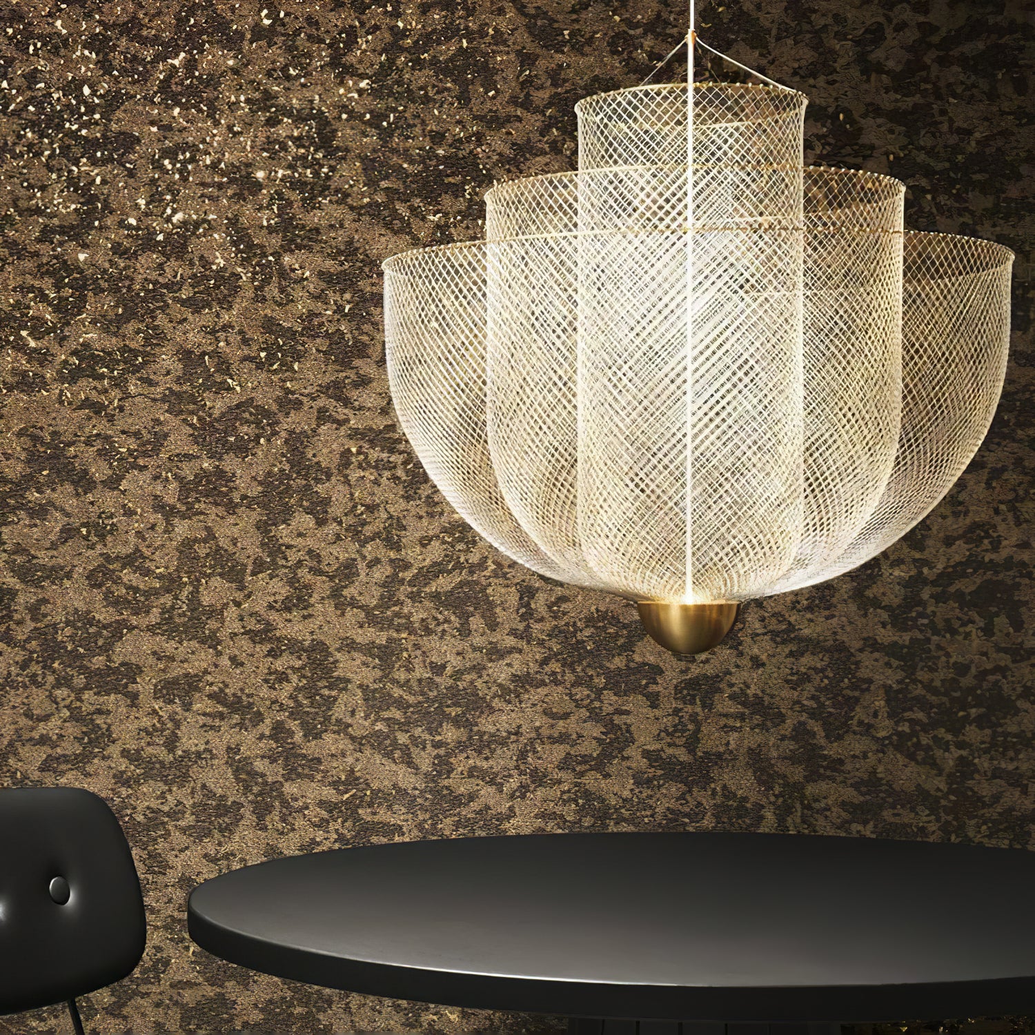 Alessio Unusual Metal Chrome Gold Pendant Light Bedroom Living Room