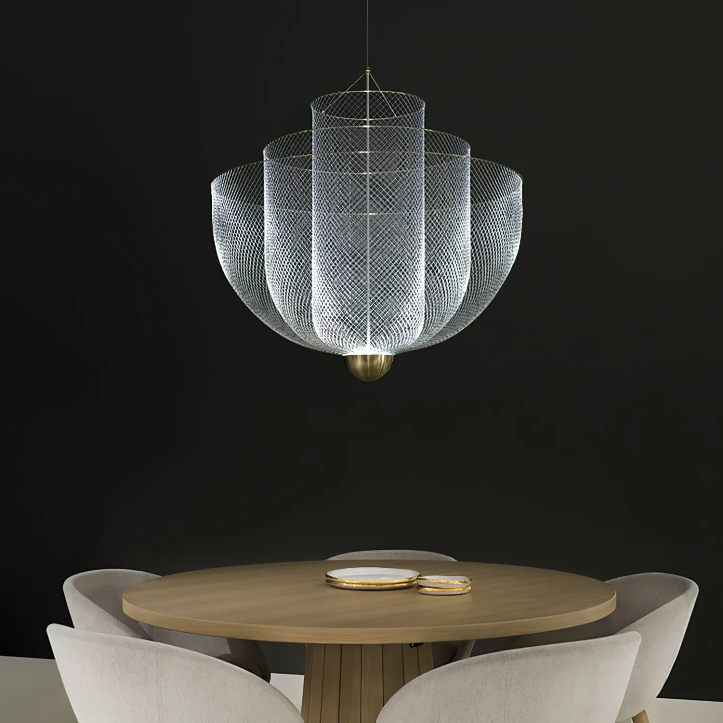 Alessio Unusual Metal Chrome Gold Pendant Light Bedroom Living Room