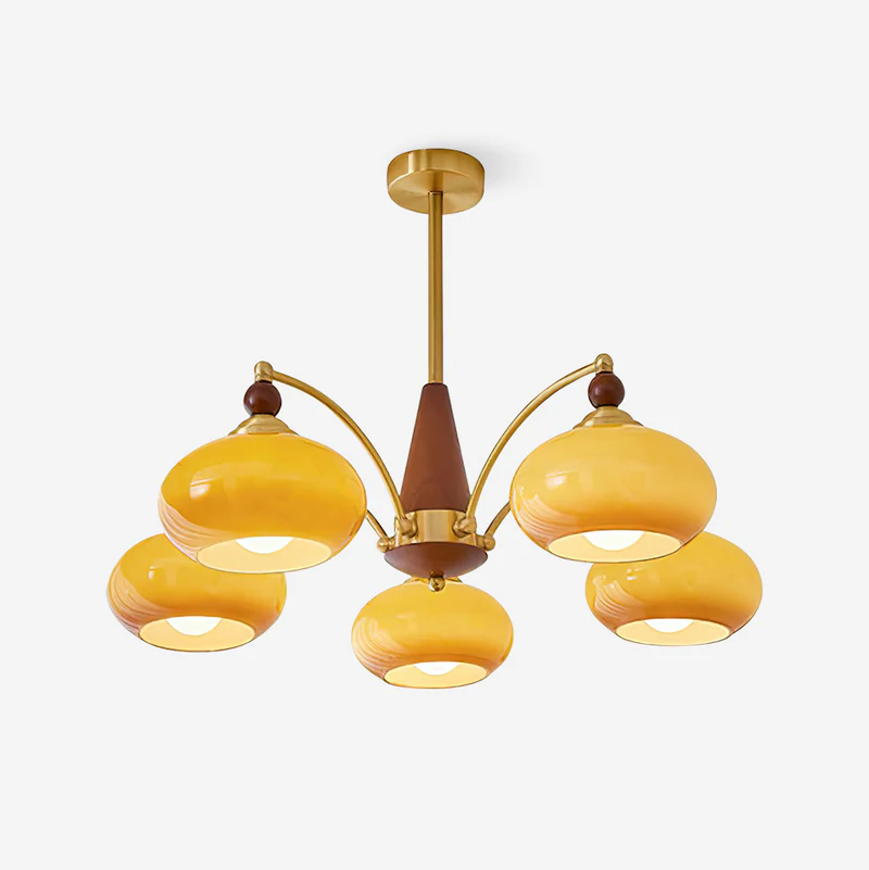 Valentina Glass Wood Chandelier