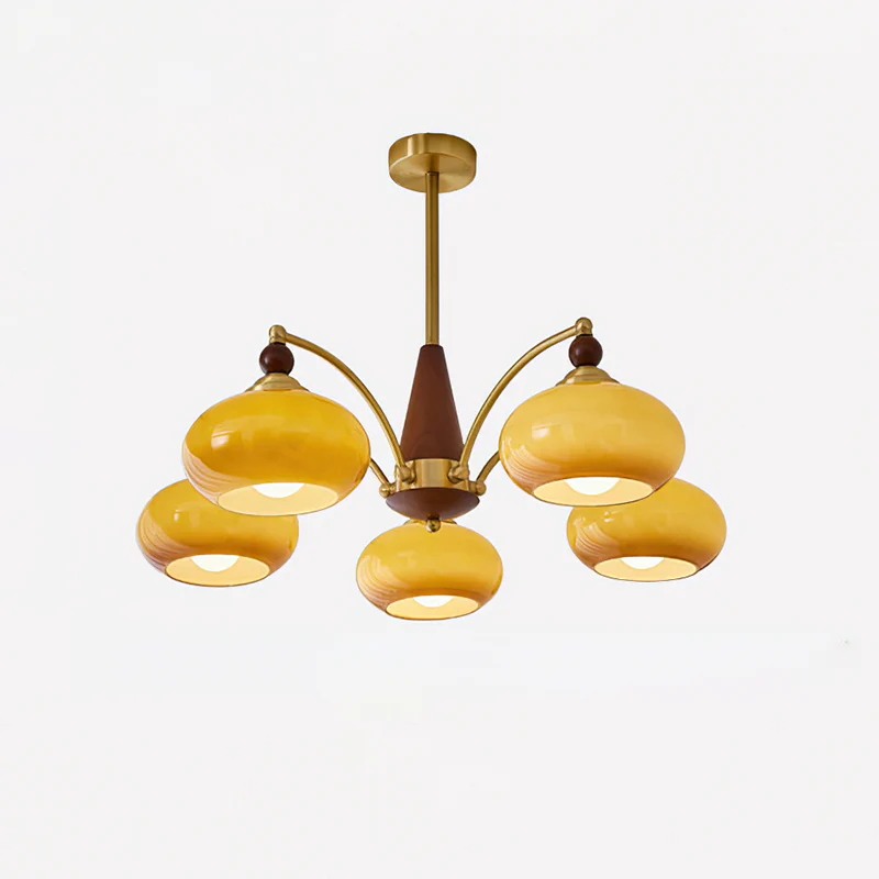 Valentina Glass Wood Chandelier