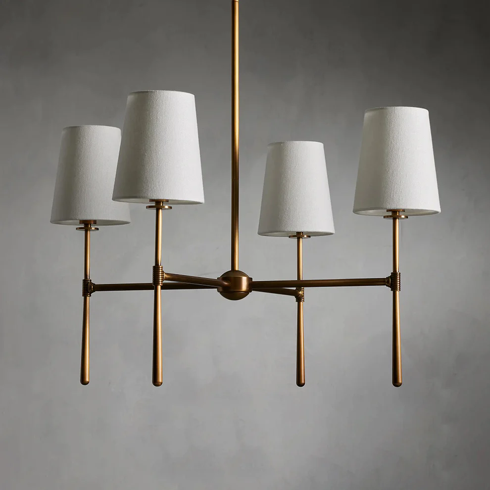 Alessio Vintage Classical Brass Fabric Pendant Light Shades Living Dining Room