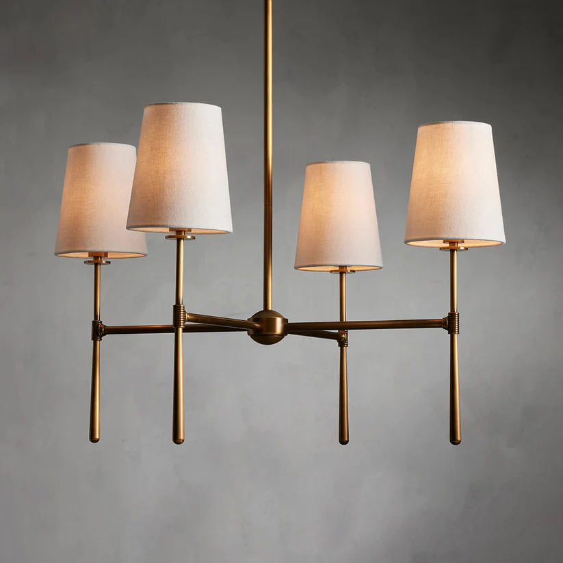 Alessio Vintage Classical Brass Fabric Pendant Light Shades Living Dining Room