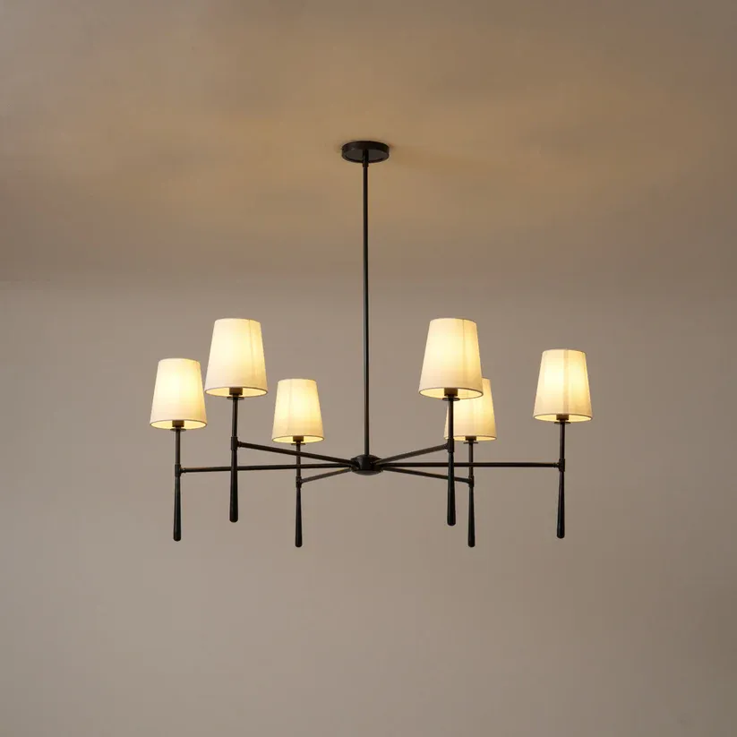 Alessio Vintage Classical Brass Fabric Pendant Light Shades Living Dining Room