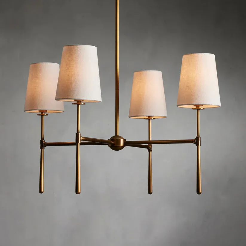 Alessio Vintage Classical Brass Fabric Pendant Light Shades Living Dining Room