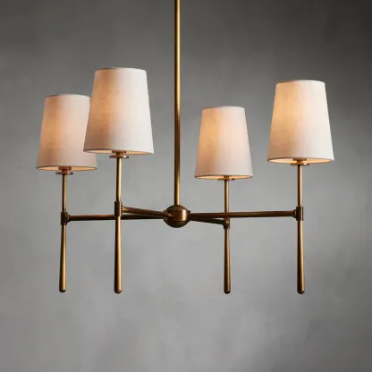 Alessio Vintage Classical Brass Fabric Pendant Light Shades Living Dining Room