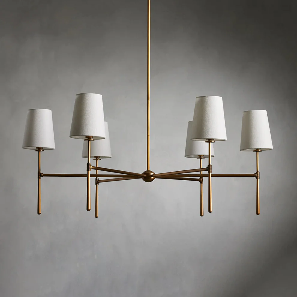 Alessio Vintage Classical Brass Fabric Pendant Light Shades Living Dining Room