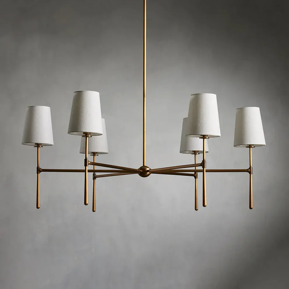 Alessio Vintage Classical Brass Fabric Pendant Light Shades Living Dining Room