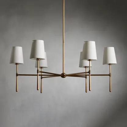 Alessio Vintage Classical Brass Fabric Pendant Light Shades Living Dining Room