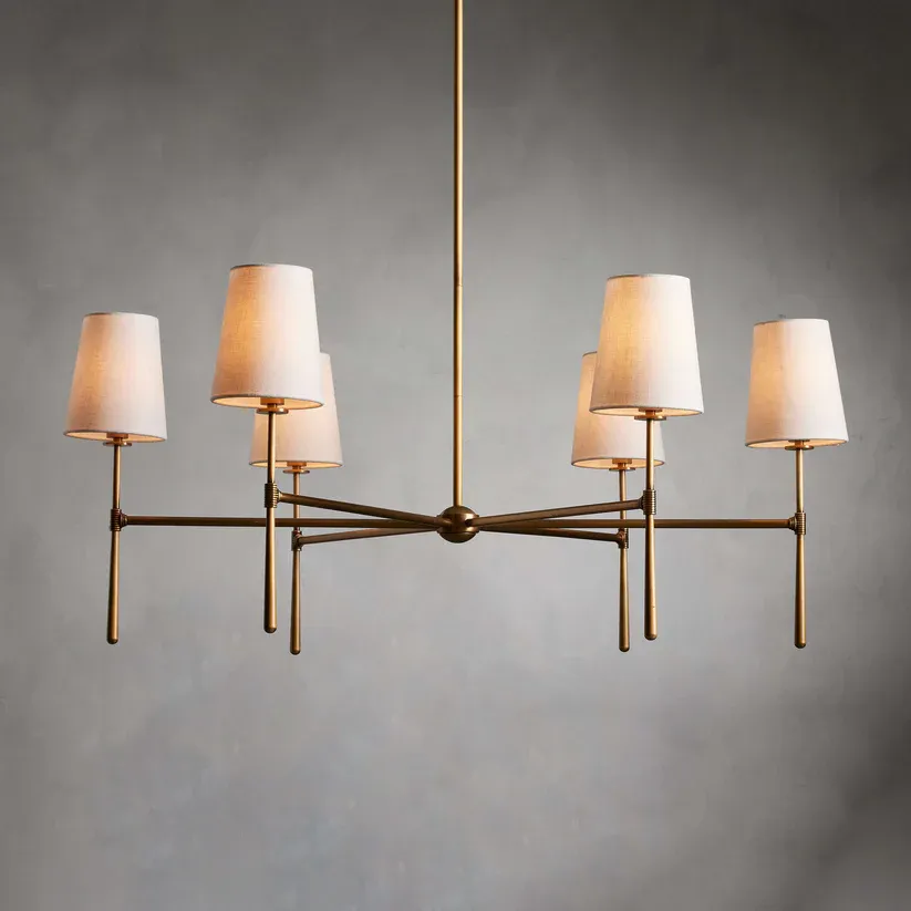 Alessio Vintage Classical Brass Fabric Pendant Light Shades Living Dining Room