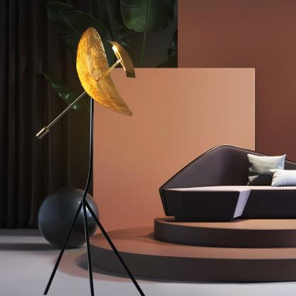 Modern Salgado floor lamp with metal shade and tripod base