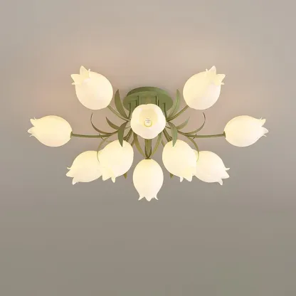 Lily Natural Flower Flush Mount Ceiling Light
