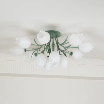 Lily Natural Flower Flush Mount Ceiling Light