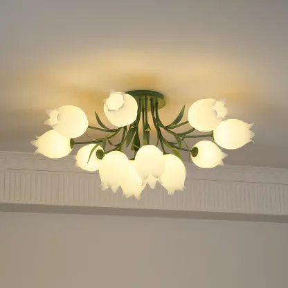 Lily Natural Flower Flush Mount Ceiling Light