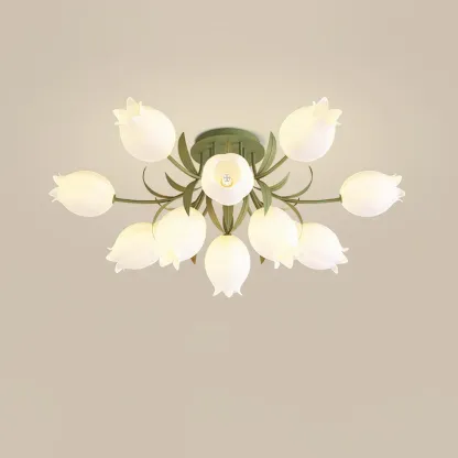 Lily Natural Flower Flush Mount Ceiling Light