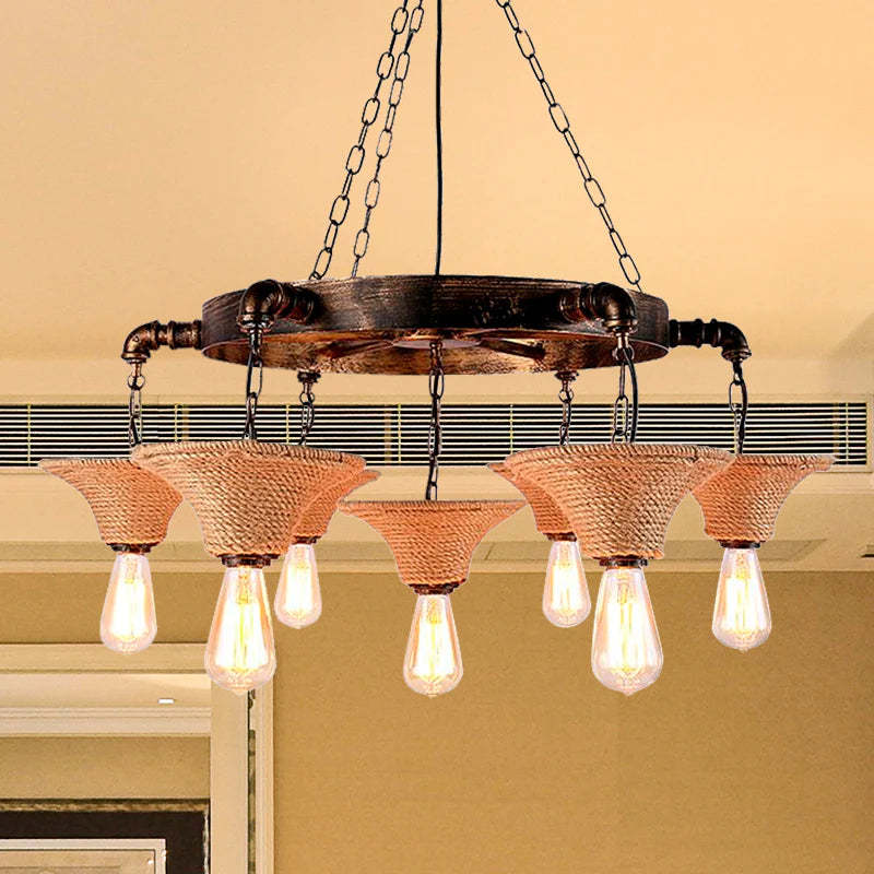 Epoch Chandelier with Rope and Metal Design, Lighting Fixture