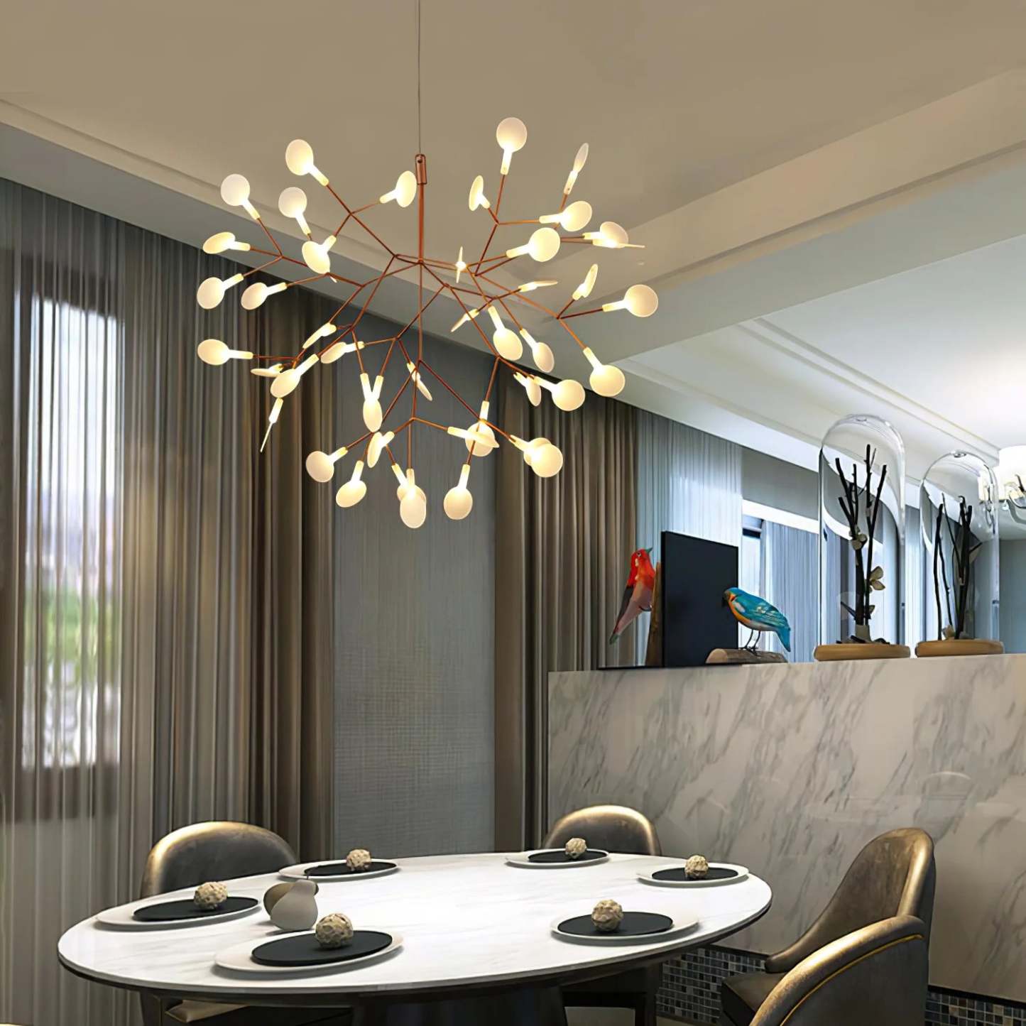 Olivia Sputnik Chandelier in dining room
