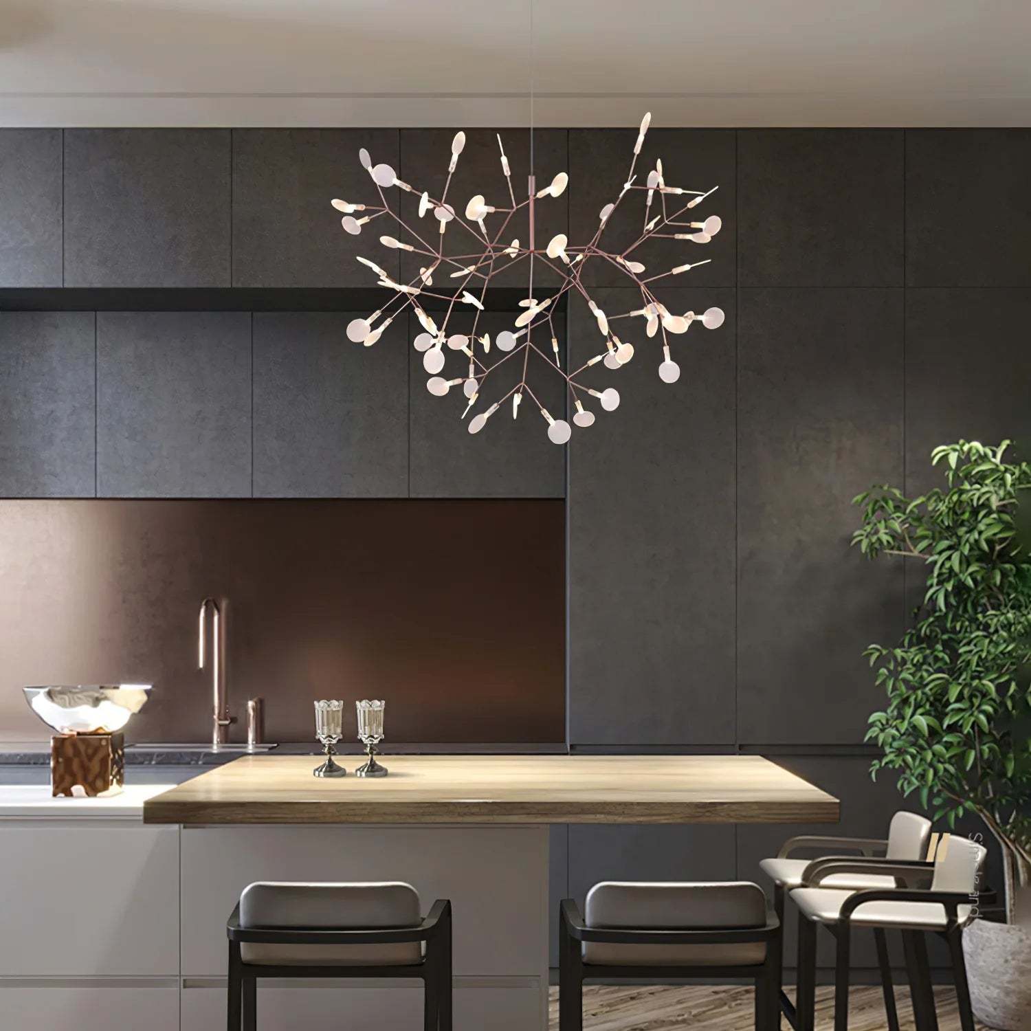 Olivia Sputnik Chandelier in a modern kitchen setting