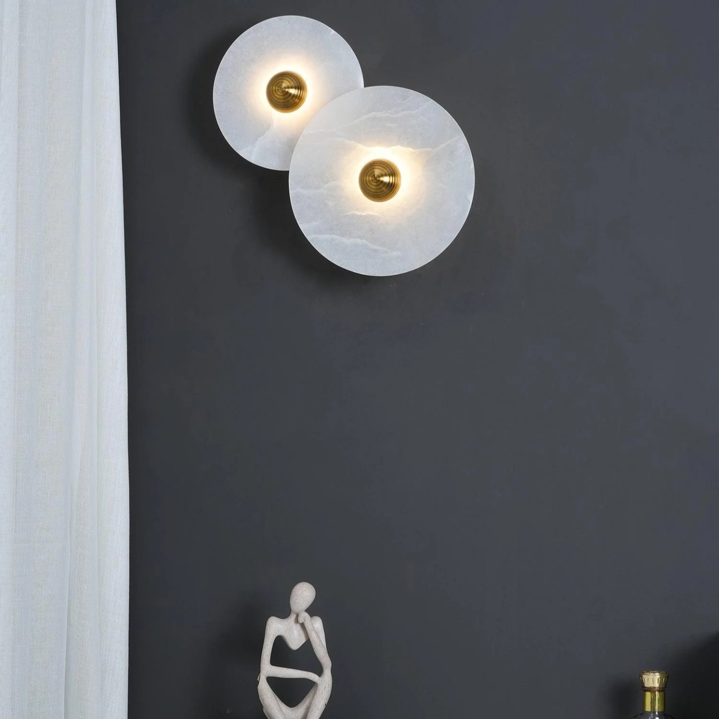 Jade Modern Metal Alabaster Wall Lamp Dining Room Bedroom