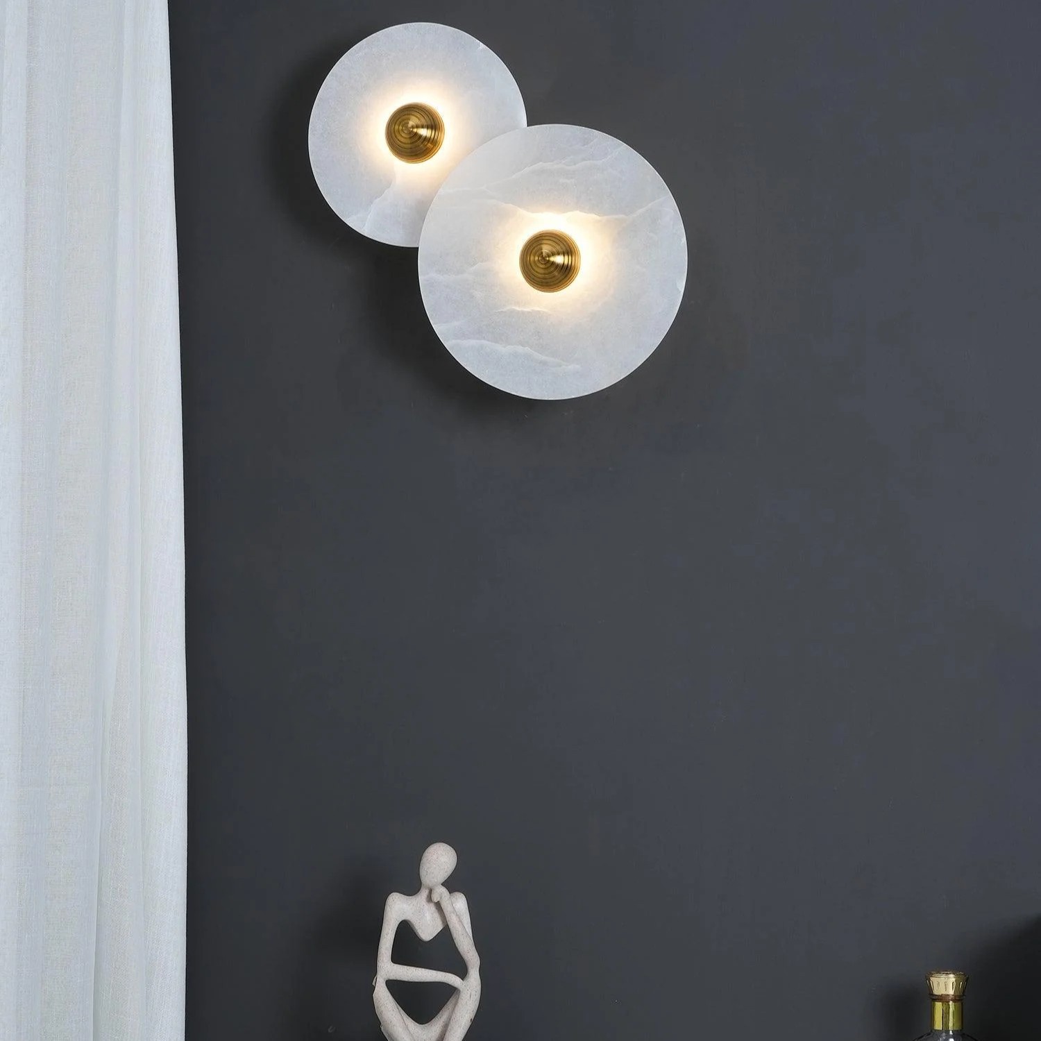 Jade Modern Metal Alabaster Wall Lamp Dining Room Bedroom