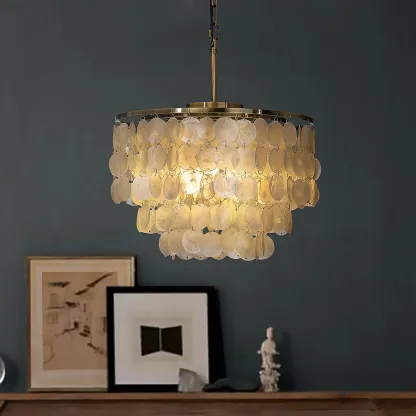 Marilyn Natural Metal Shell Chrome Pendant Light Bedroom Living Room