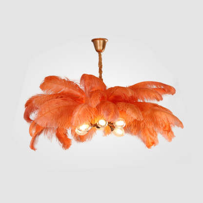 O'Moore Nordic Luxury Pendant Light, Brass/Feather