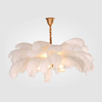 O'Moore Nordic Luxury Pendant Light, Brass/Feather