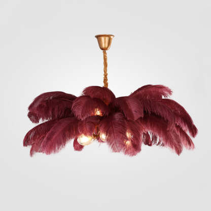 O'Moore Nordic Luxury Pendant Light, Brass/Feather