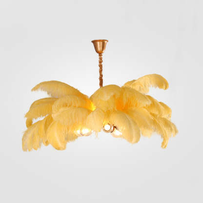 O'Moore Nordic Luxury Pendant Light, Brass/Feather