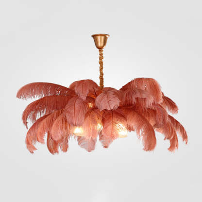 O'Moore Nordic Luxury Pendant Light, Brass/Feather