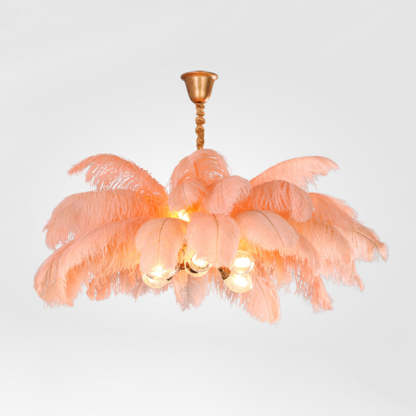 O'Moore Nordic Luxury Pendant Light, Brass/Feather