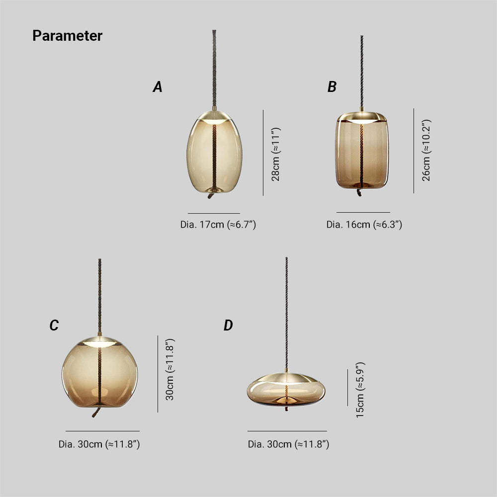 Valentina Pendant Light Dimensions: Four Glass Shade Designs