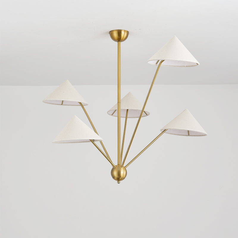 Alessio Chandelier - Brass finish with fabric shades