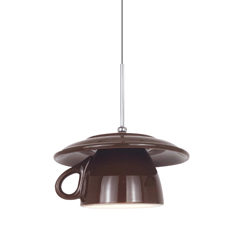 Modern Brown Ceramic Teacup Pendant Light