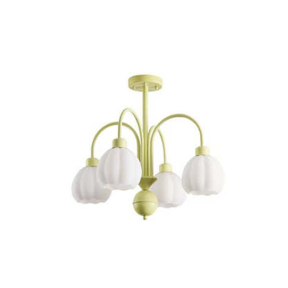 Green Lily Pumpkin Ceiling Light with Glass Shades Lily Modern Pumpkin Metal Flush-Mount Ceiling Light