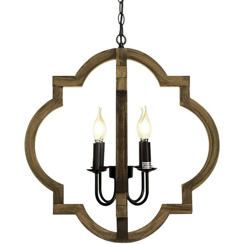 Alessio wood chandelier with metal accents