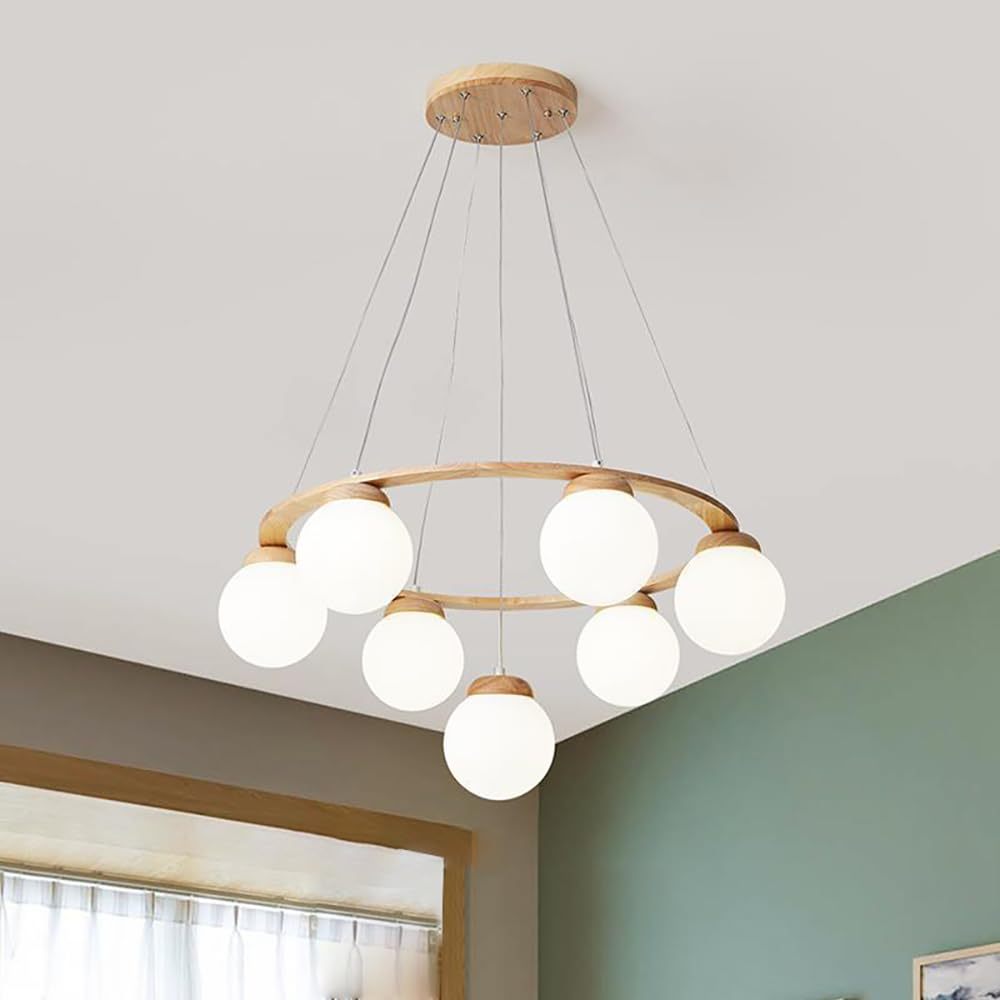 Valentina Pendant Light - Wood and Glass, circle design, modern lighting