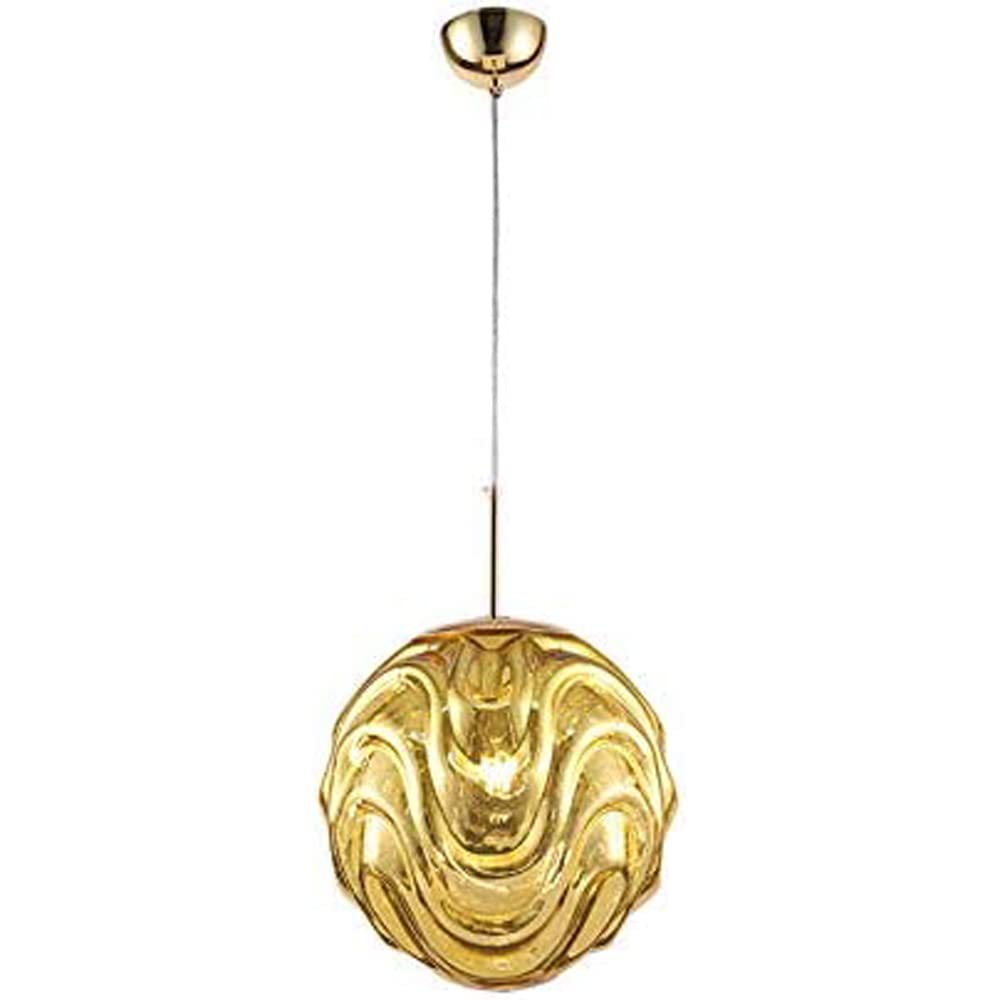 Gold Hailie Sphere Pendant Light with wavy glass