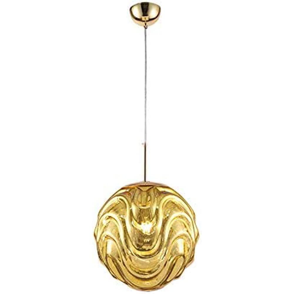 Gold Hailie Sphere Pendant Light with wavy glass