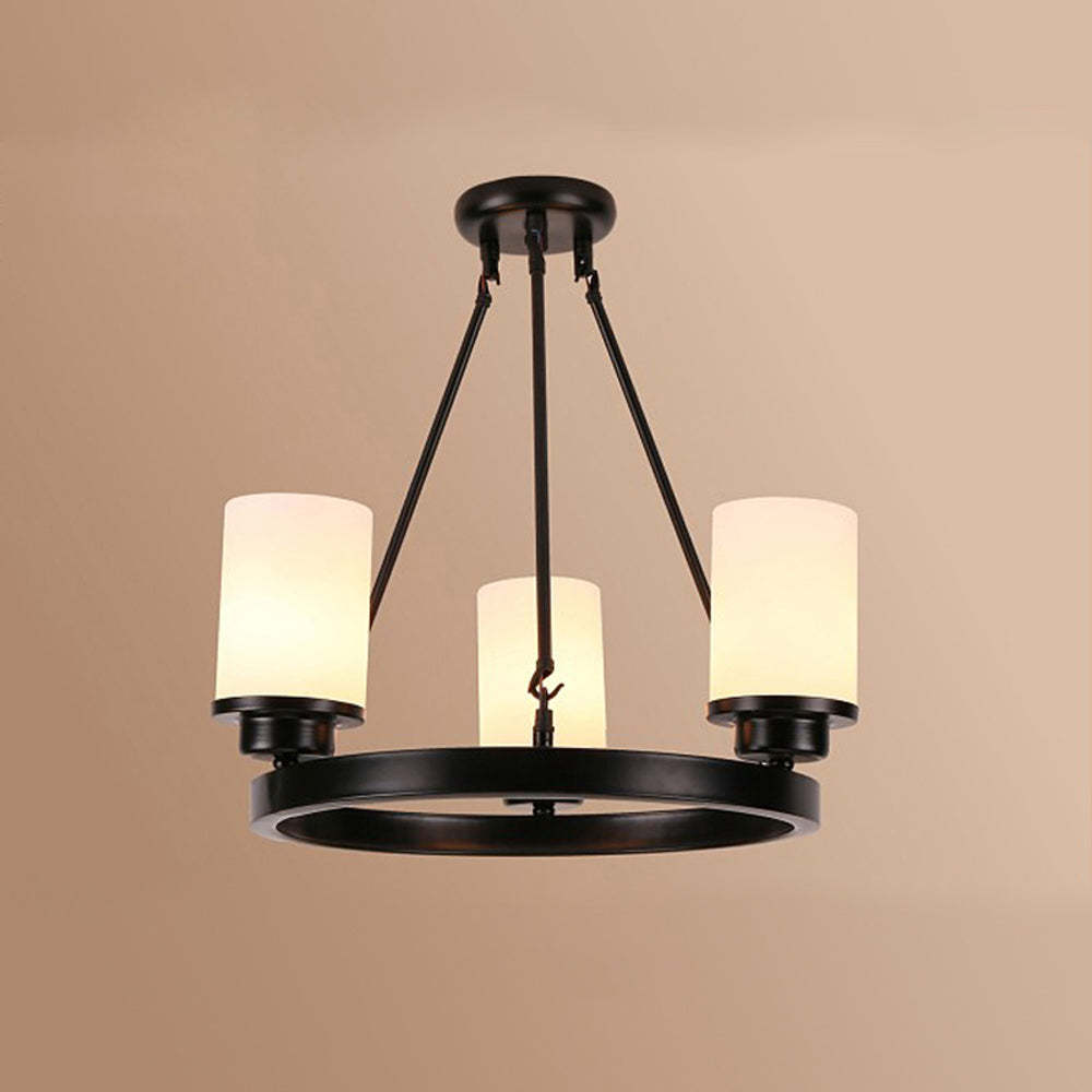 Black Alessio chandelier with glass shades Alessio Retro Metal Glass Chandelier for Living Room