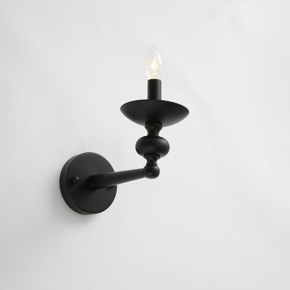 Alessio Retro Candle Wall Lamp in black