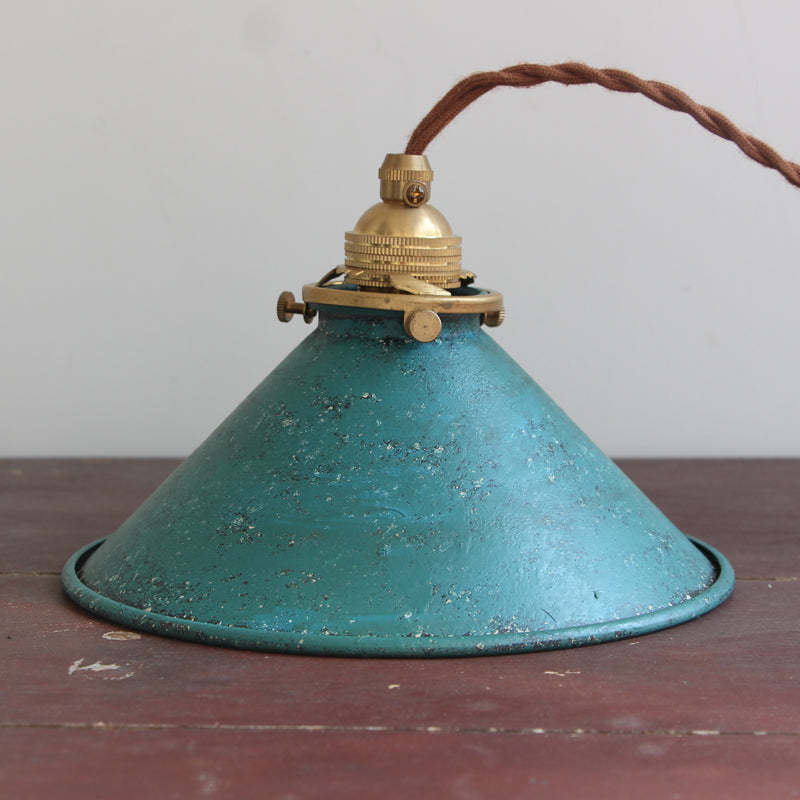 Alessio pendant light: Rustic teal metal kitchen light fixture
