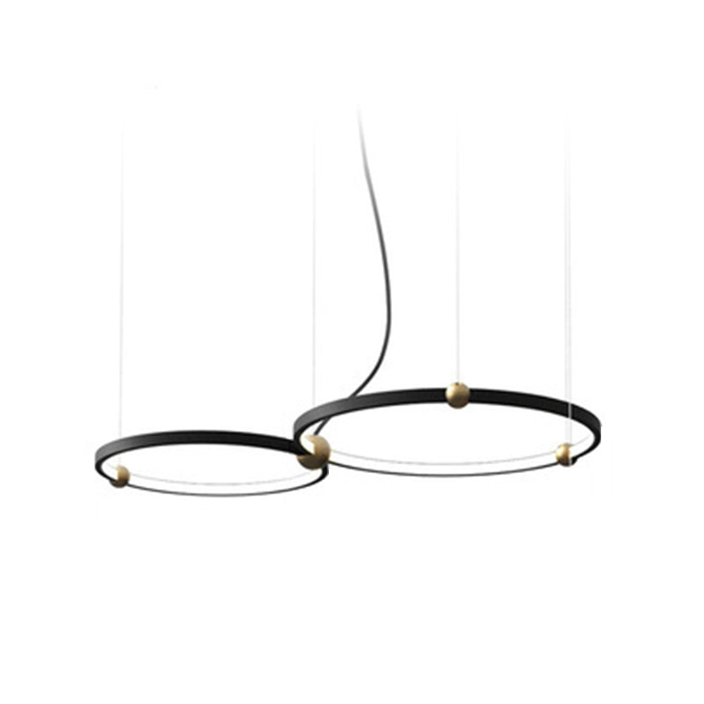Arisha Minimalist Pendant Light. Black Metal and Gold Ring Lighting
