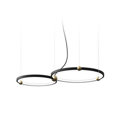 Arisha Minimalist Pendant Light. Black Metal and Gold Ring Lighting