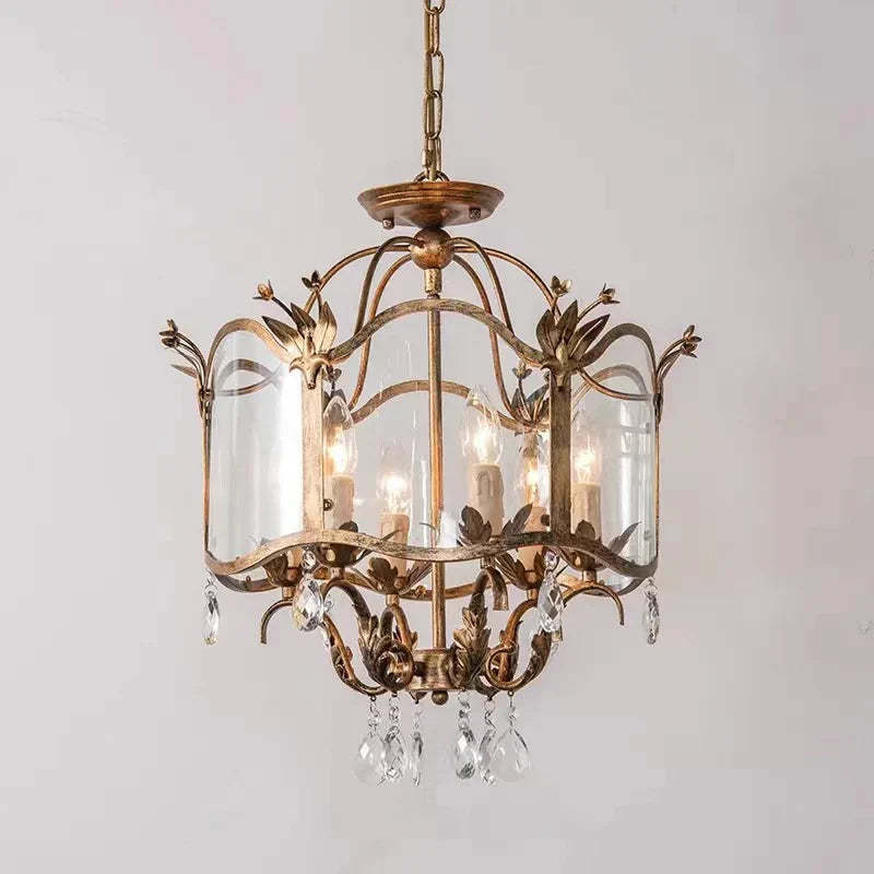 Silva Vintage Cage Pendant Light with Crystals