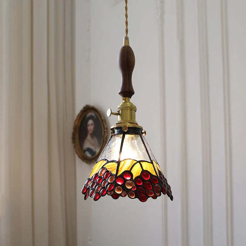 Eryn Pendant Light with colorful glass shade, bedroom/dining room decor