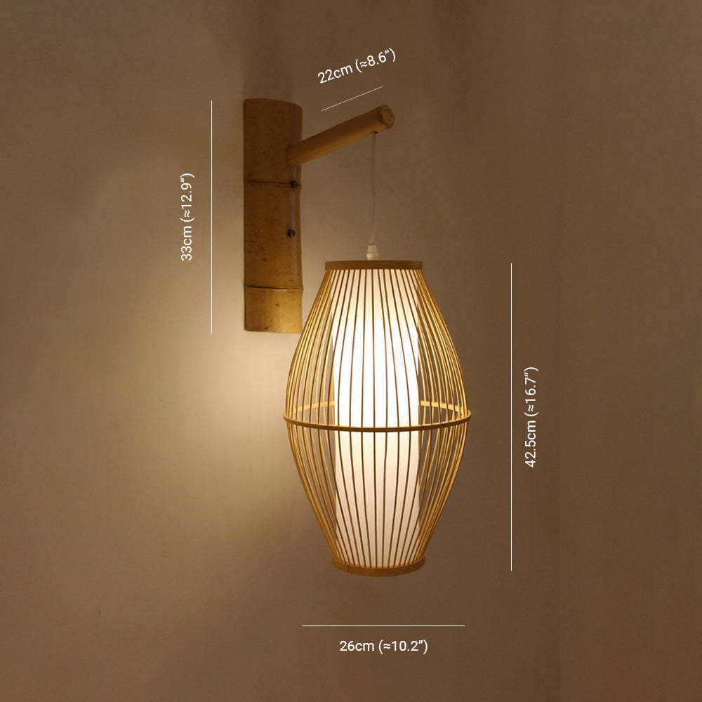 Ozawa rattan wall lamp dimensions - rustic lighting solution.