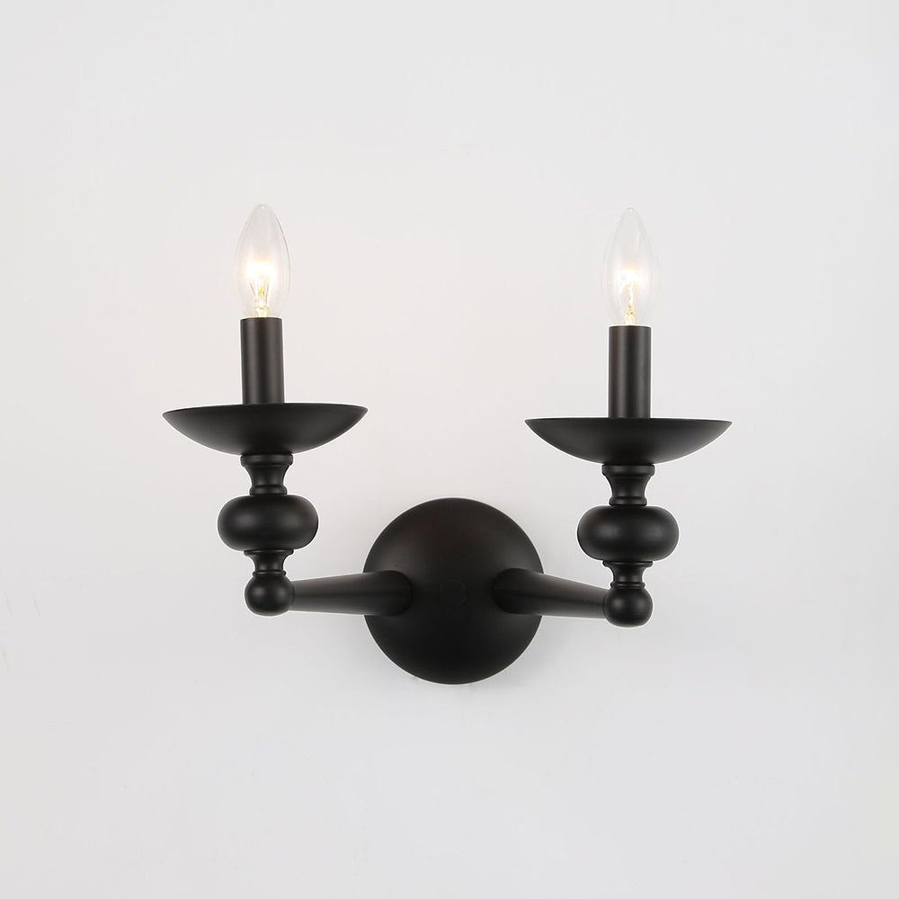 Alessio Retro Candle Wall Lamp - Black Metal