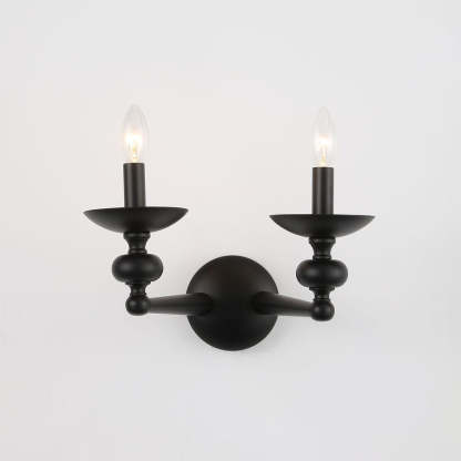 Alessio Retro Candle Wall Lamp - Black Metal