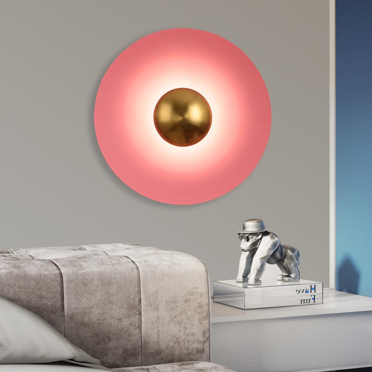 Morandi Plate LED Wall Lamp in bedroom setting with decor